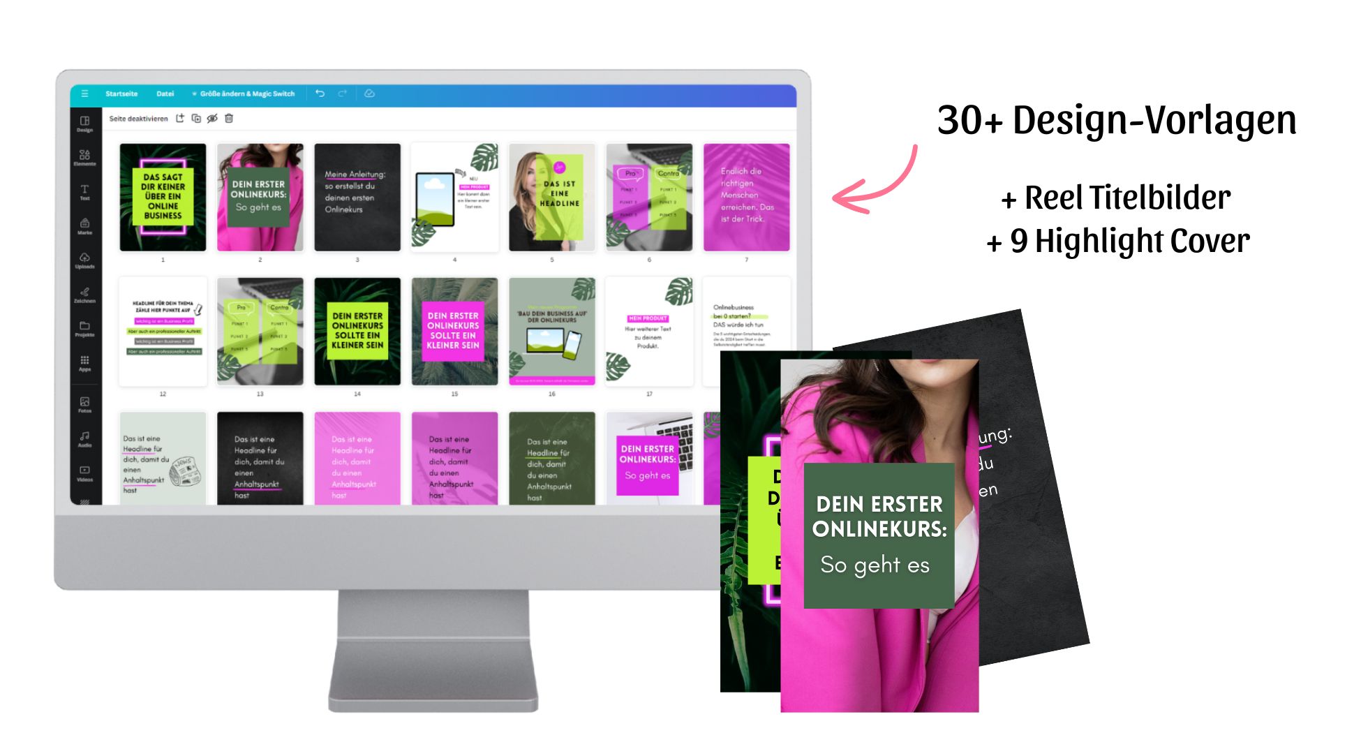 Instagram Design Vorlagen Set: Tropical Cool Templates Canva für Karussell Posts und Reel Titelbilder