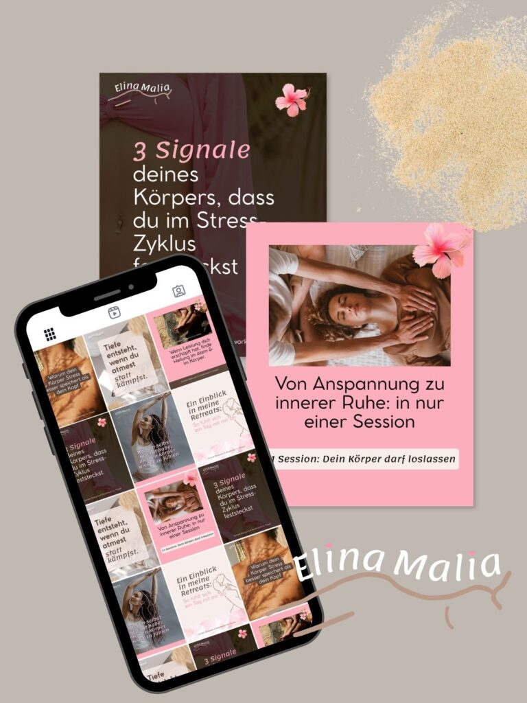Brand Design Referenzen Portfolio Mockup von Brand Design und Feed Design Kundin Content Design