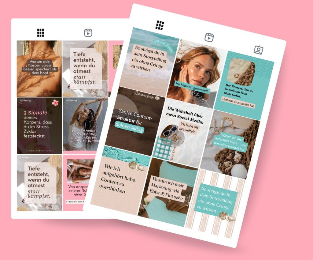 Instagram Templates für einen professionellen Feed, Mockup von Instagram Feed und Instagram Profil mit Branding