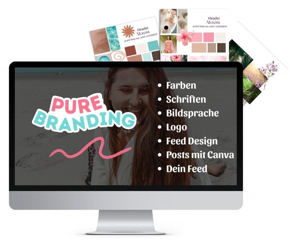 Branding Onlinekurs Mockup Farben, Schriften, Logo Design, Feed Design, Instagram Branding, Content Design, Social Media Look